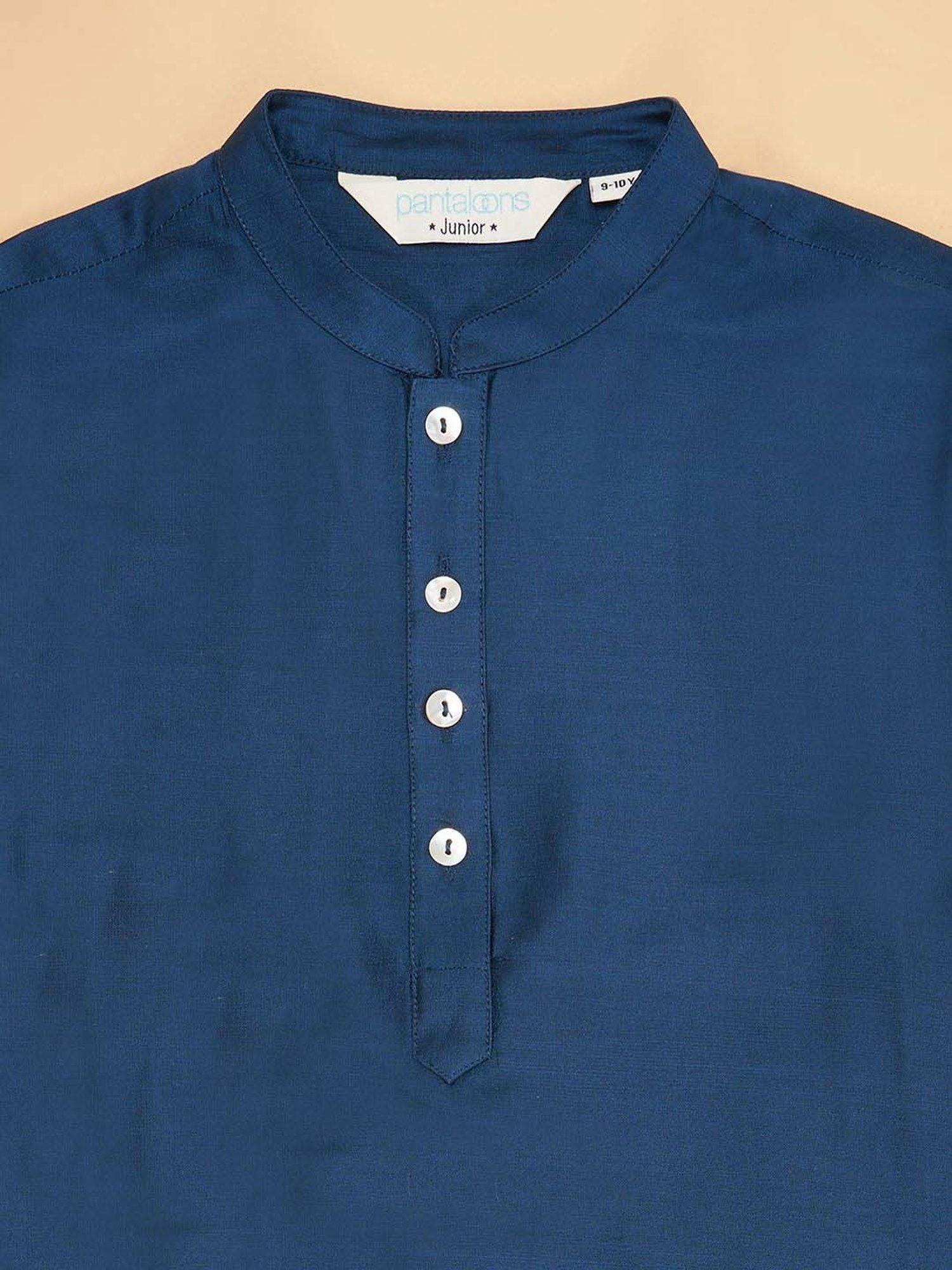 Indus Route by Pantaloons Kids Blue & White Regular Fit Full Sleeves Kurta Set