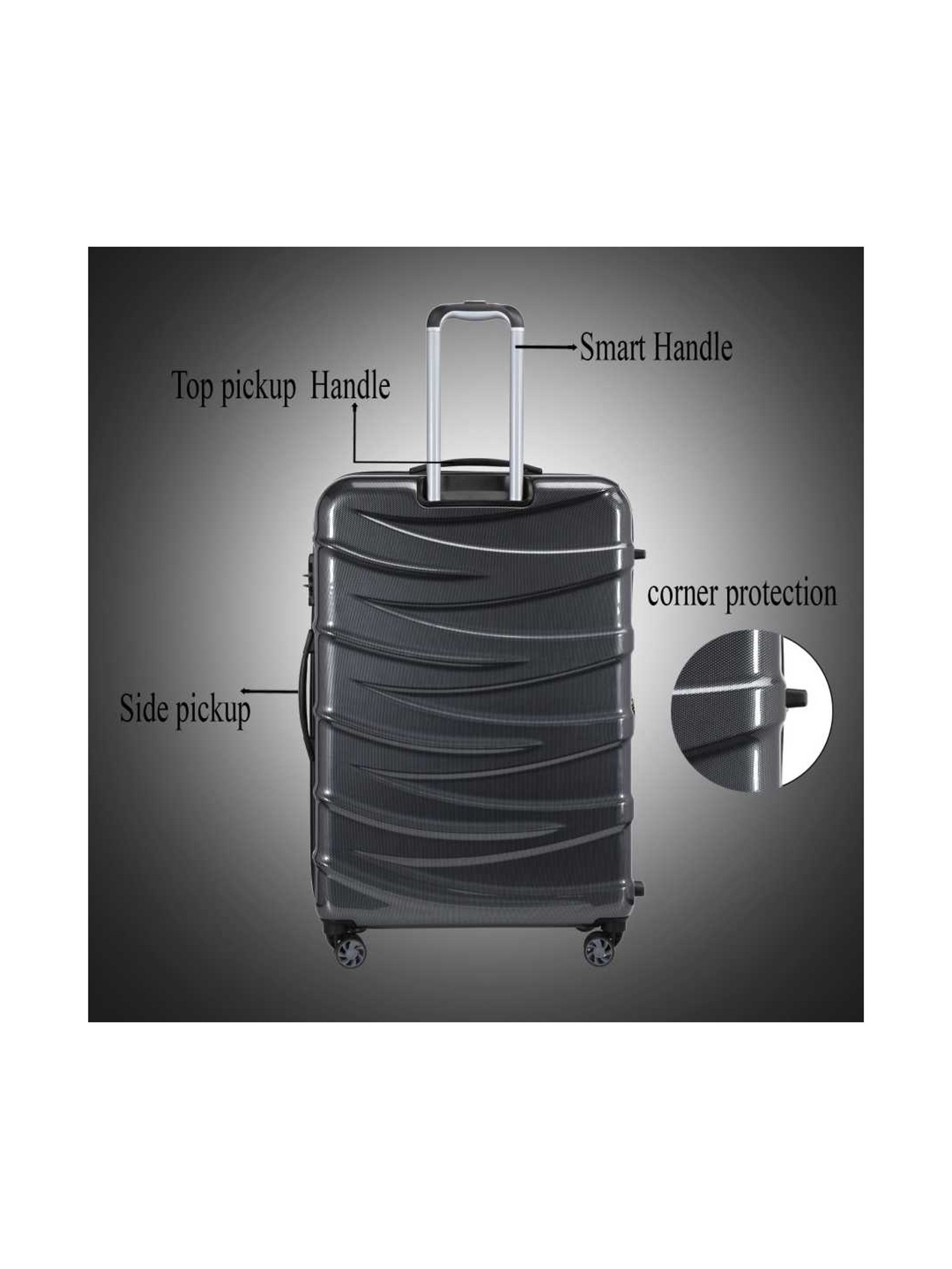 It luggage Tidal Black Textured Large Hard Cabin Trolley Set of 2