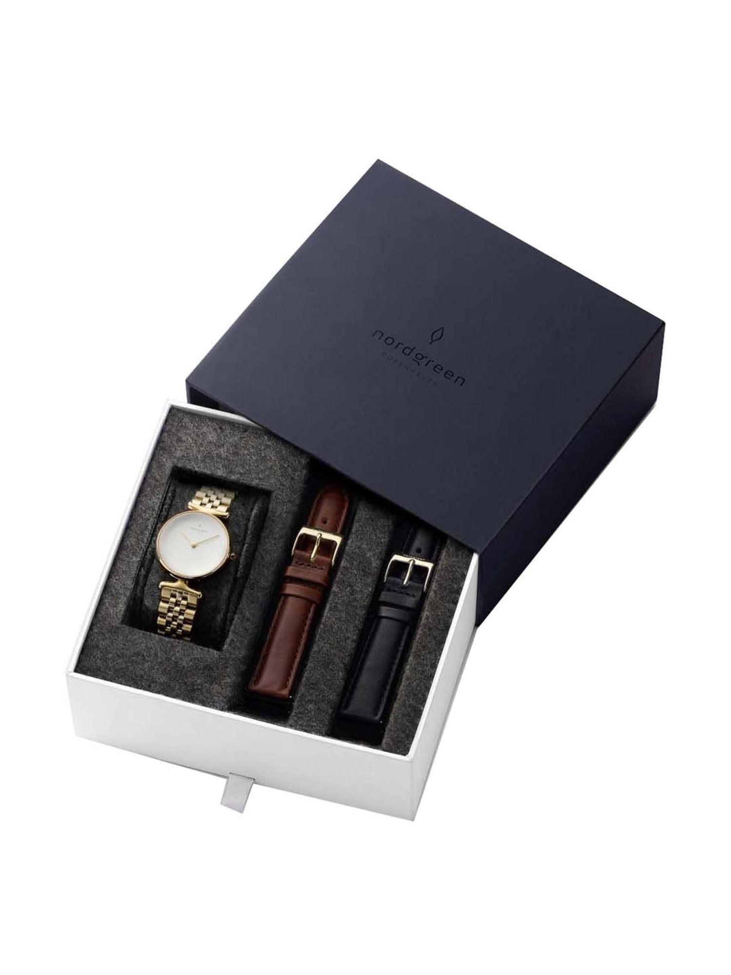 Nordgreen UN32GOXX5LGOLEBLLEBR Unika Analog Watch for Women with Strap Set Combo