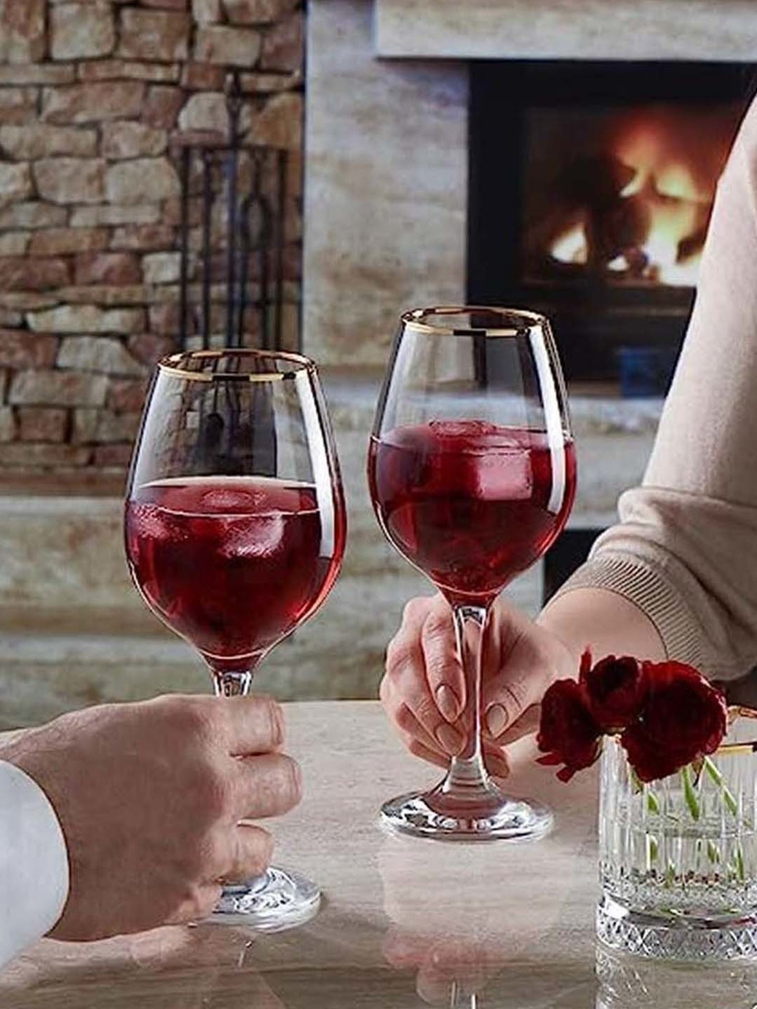 Pasabahce Gold Amber Wine Gold Rim Glasses (0.46 L) - Set of 2