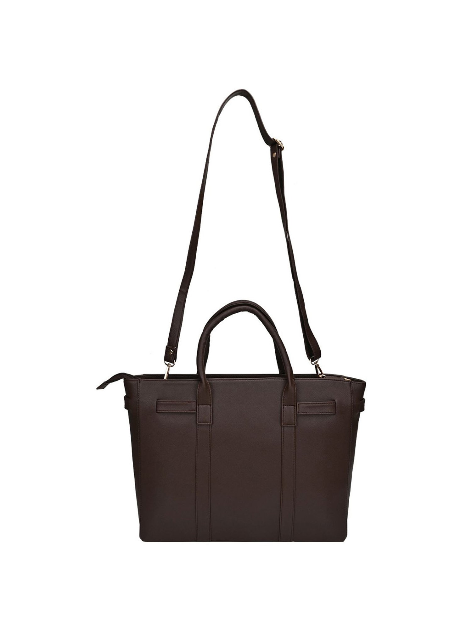 Horra Dark Brown Solid Laptop Handbag
