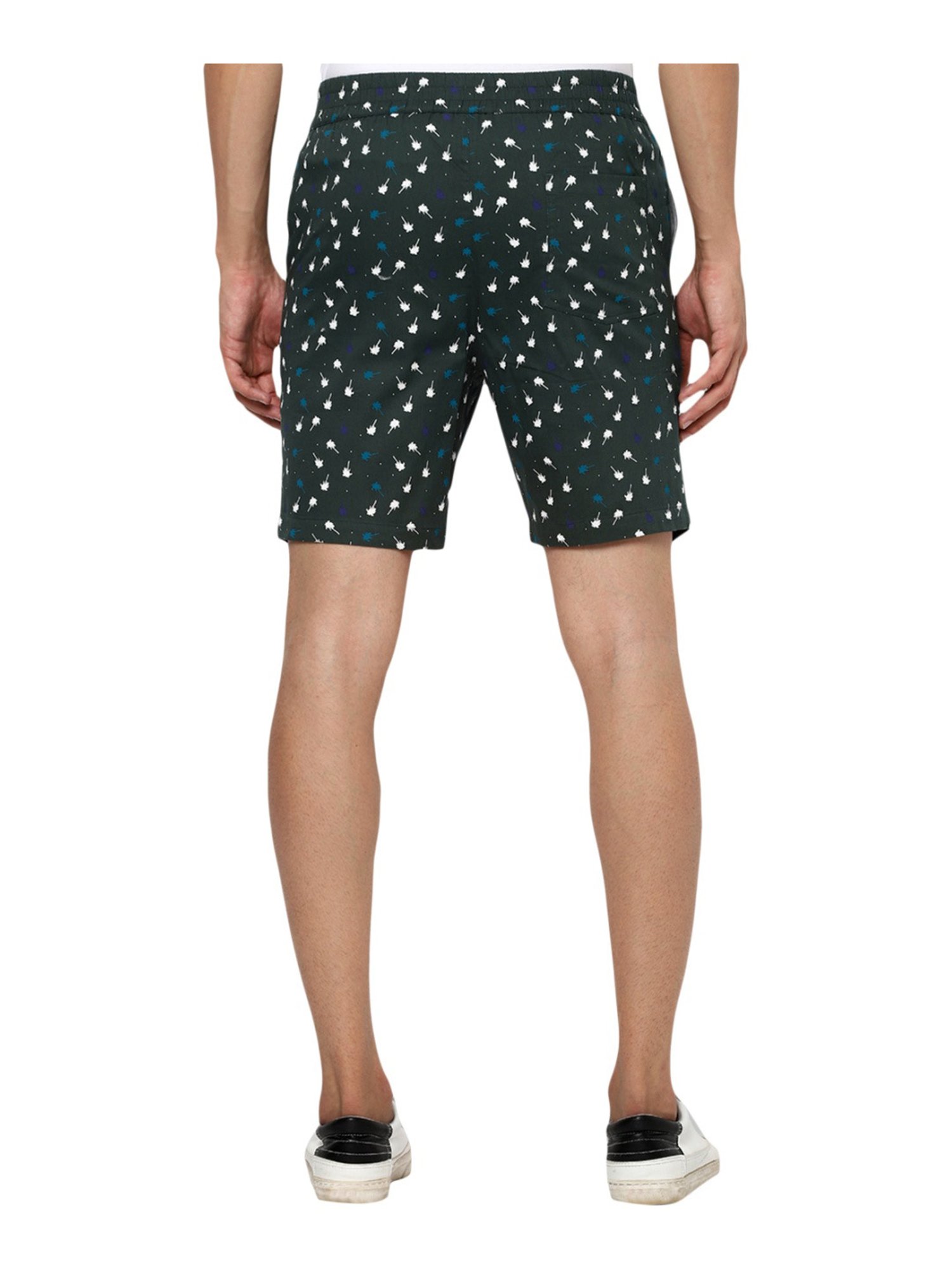 Forever 21 Olive Green Cotton Regular Fit Printed Shorts