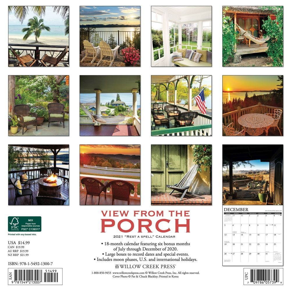 Willow Creek Press,  View From the Porch 2021 Wall Calendar 2021