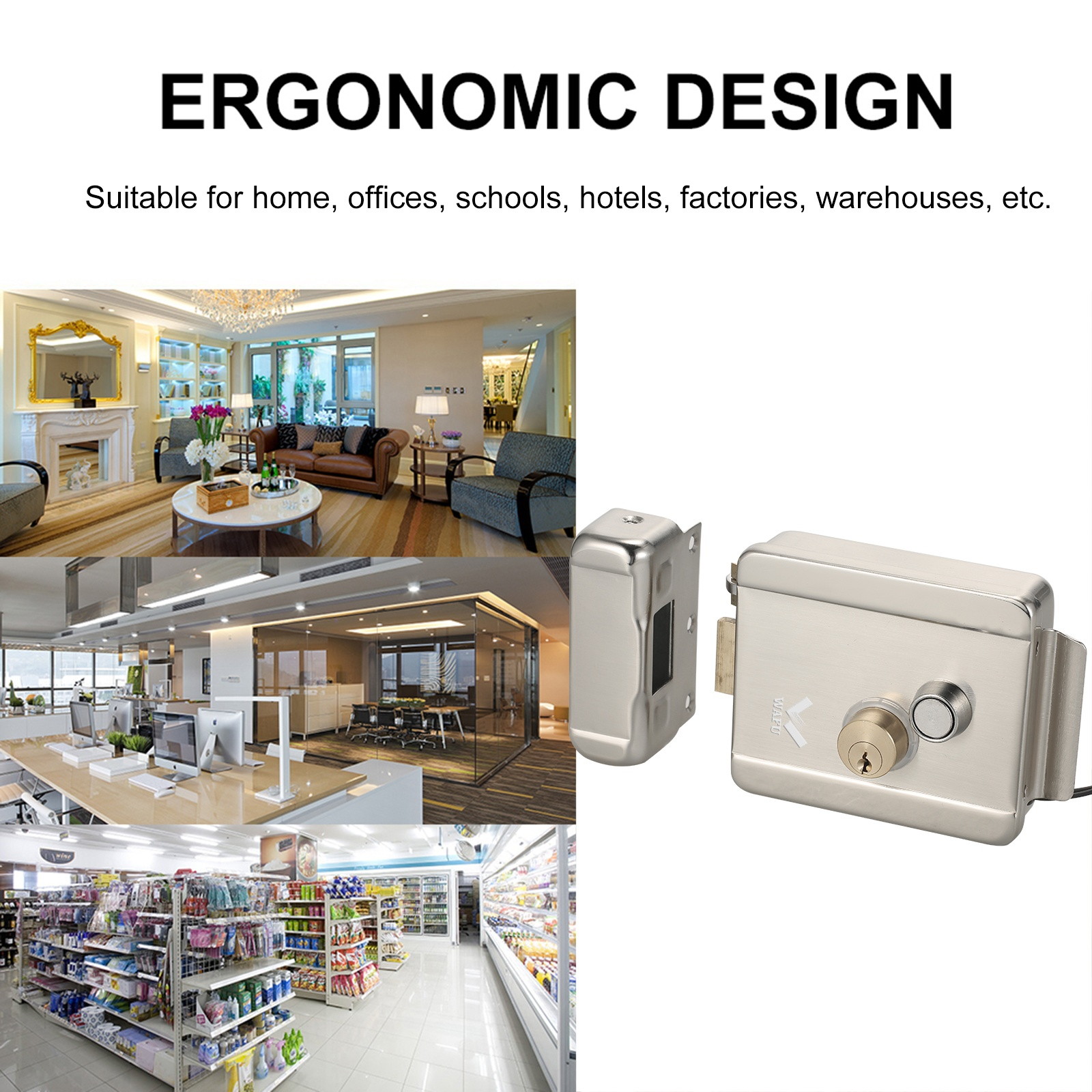 WAFU Smart Electric Gate Door Lock Secure Electric Metallic Lock Electronic Door Lock Door Access Control for Home Office Apartment Warehouse