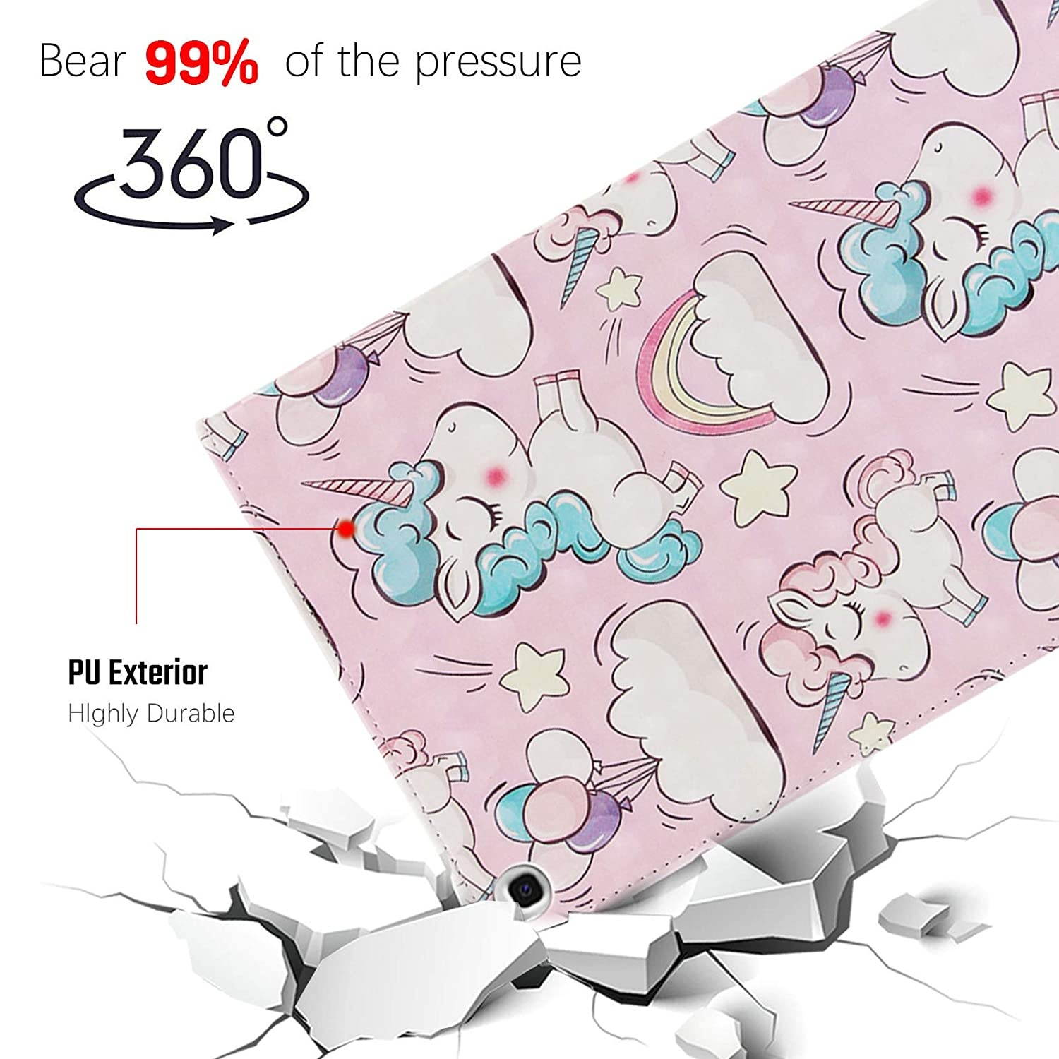 Galaxy Tab A 10.1 2019 Case SM-T510, Dteck Tablet Cover for Samsung Tab A 10.1 2019, Slim Leather Folio Stand Protective Case Compatible with Samsung Tab A 10.1(2019 Model) SM-T510/T515, Pink Unicorn