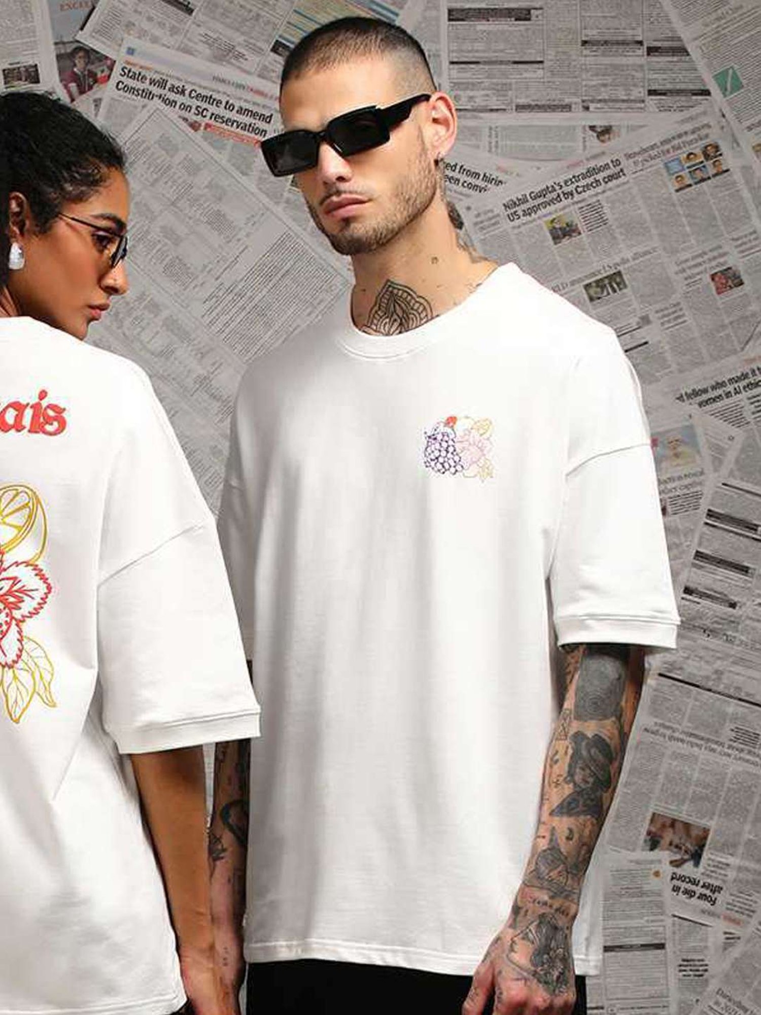 Difference Of Opinion Off White Loose Fit Printed Unisex T-Shirt