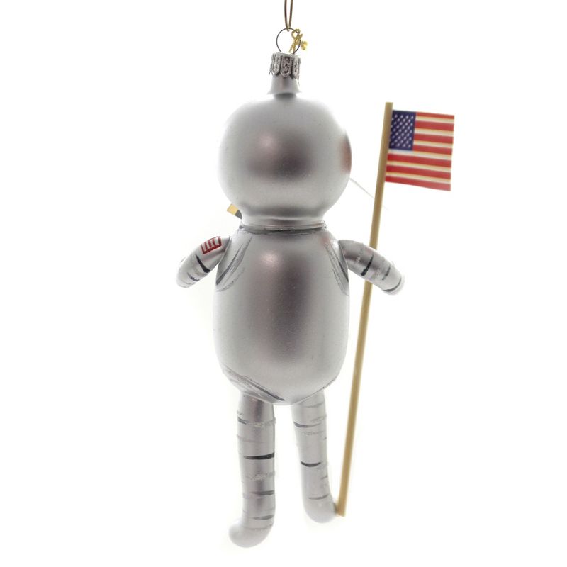 Italian Ornaments 6.75" Usa Spaceman In Silver Suit Christmas Italian Ornament  -  Tree Ornaments