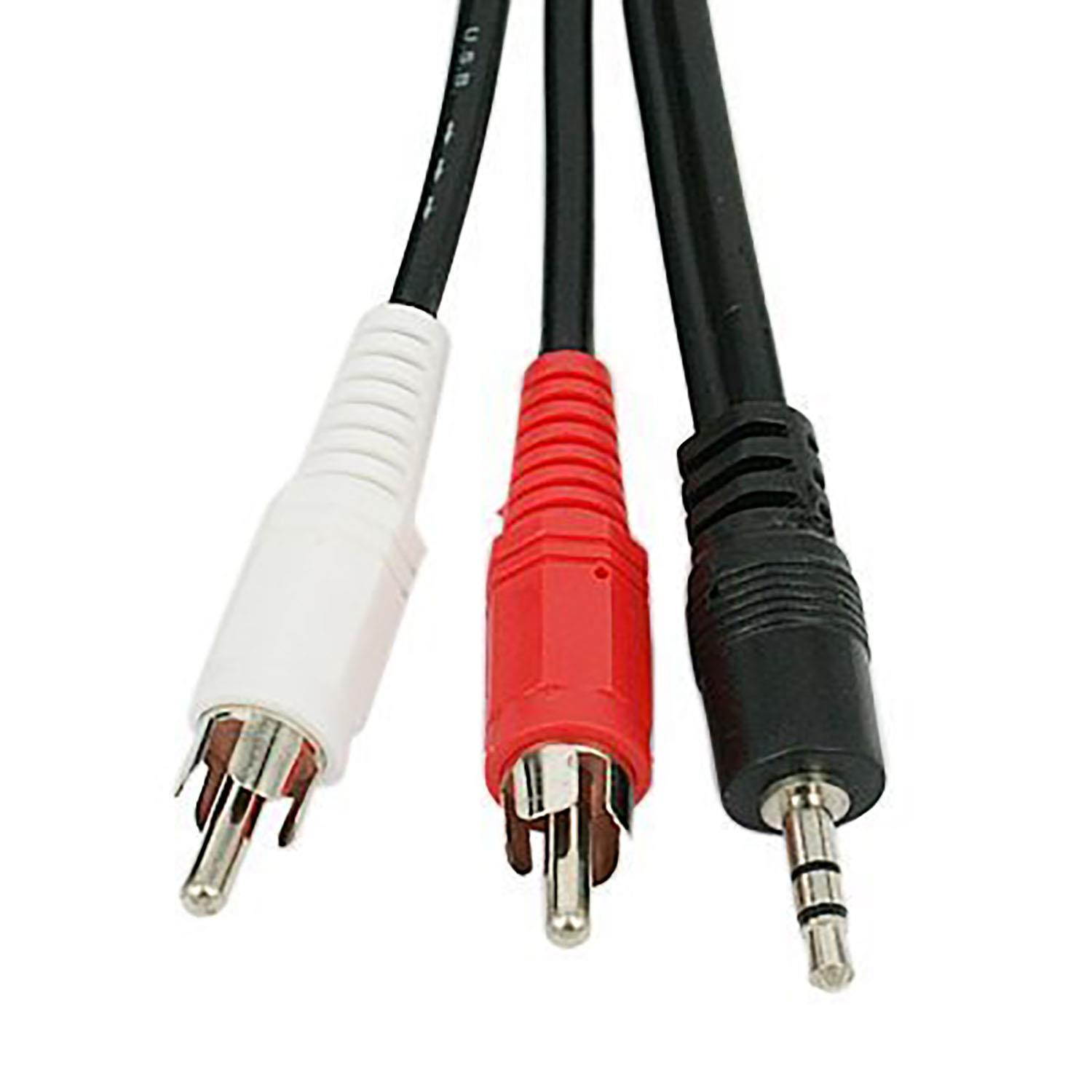 6 feet 1/8 3.5mm Mini Plug to 2-RCA Stereo Audio Cable