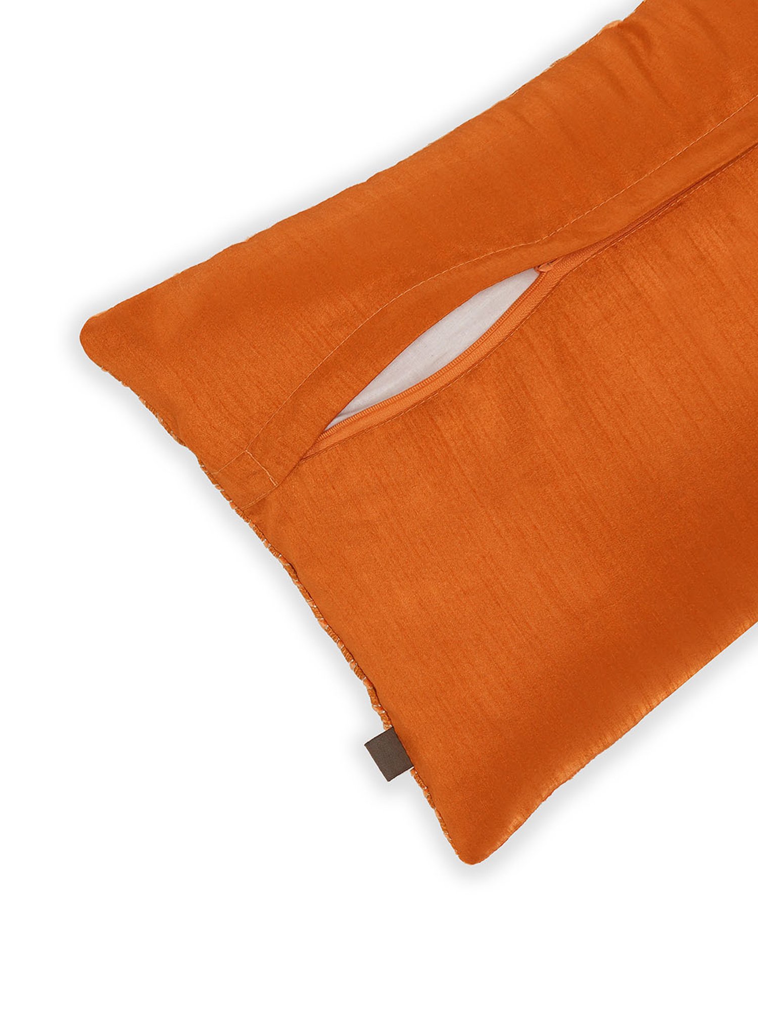 Pure Home and Living Orange Velvet Embroidery Cushion Cover
