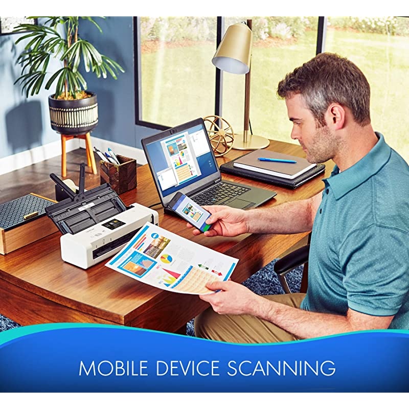 Wireless Document Scanner, ADS-1700W, Fast Scan Speeds, Easy-to-Use, Ideal for Home, Home Office or On-the-Go Professionals (ADS1700W), white