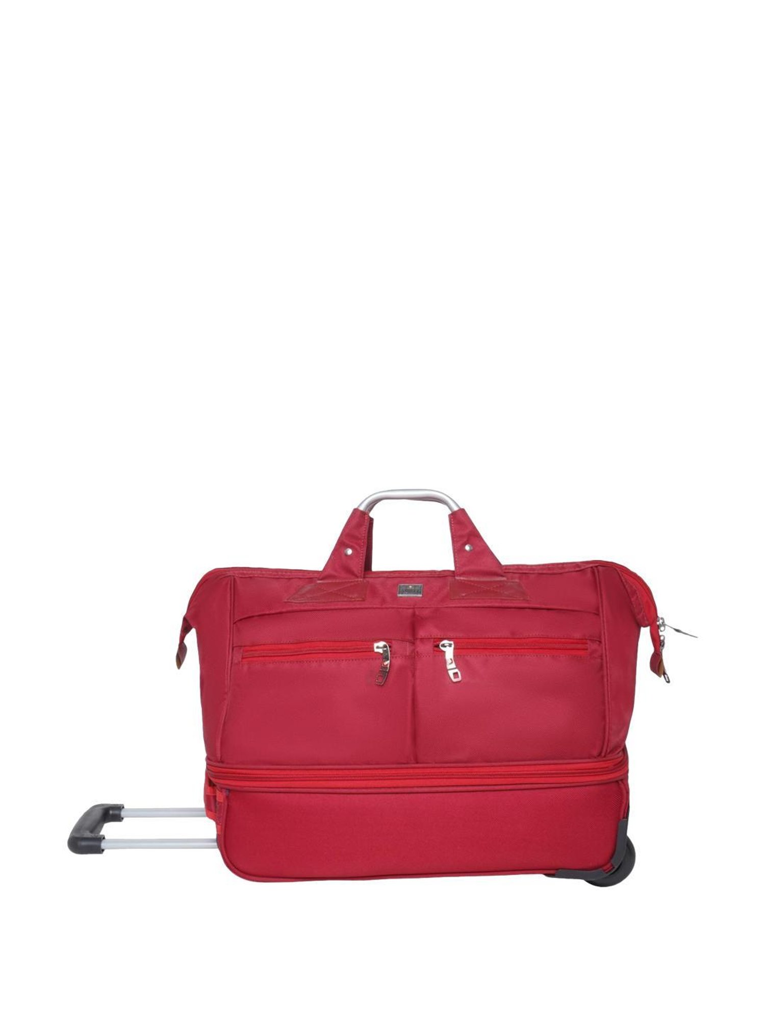 Swiss Military Maroon Polyester Solid Duffle Trolley Bag