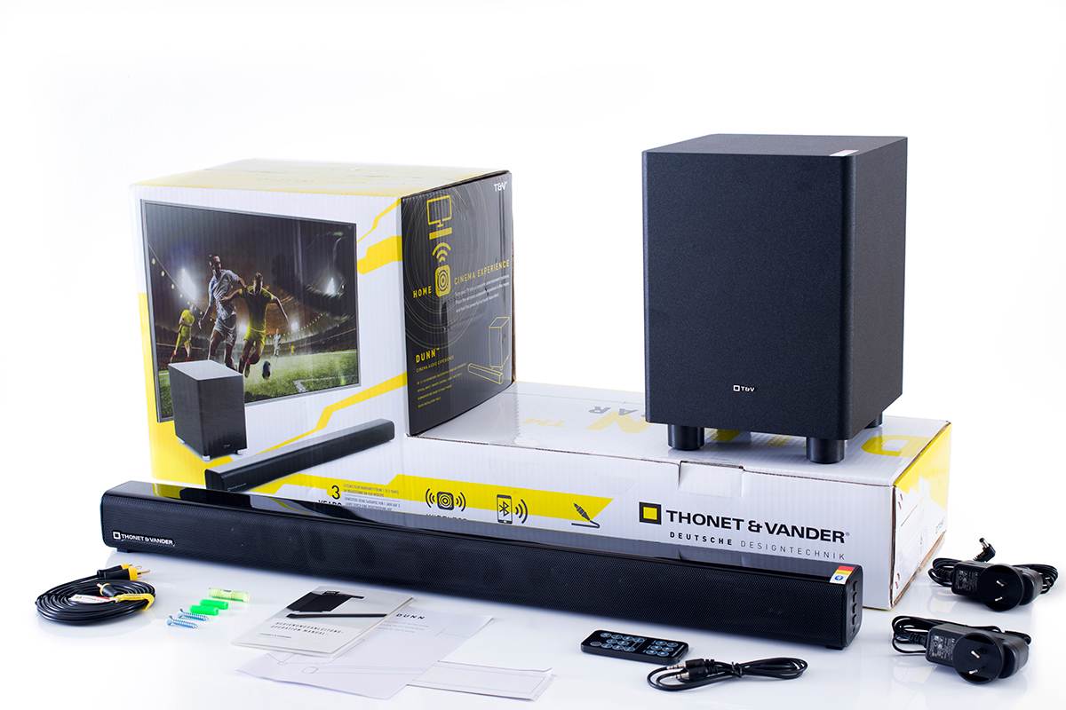 Thonet and Vander DUNN Sound Bar 2.1 with Wireless Subwoofer Bluetooth 250W Peak Power Speaker System for Home Theater