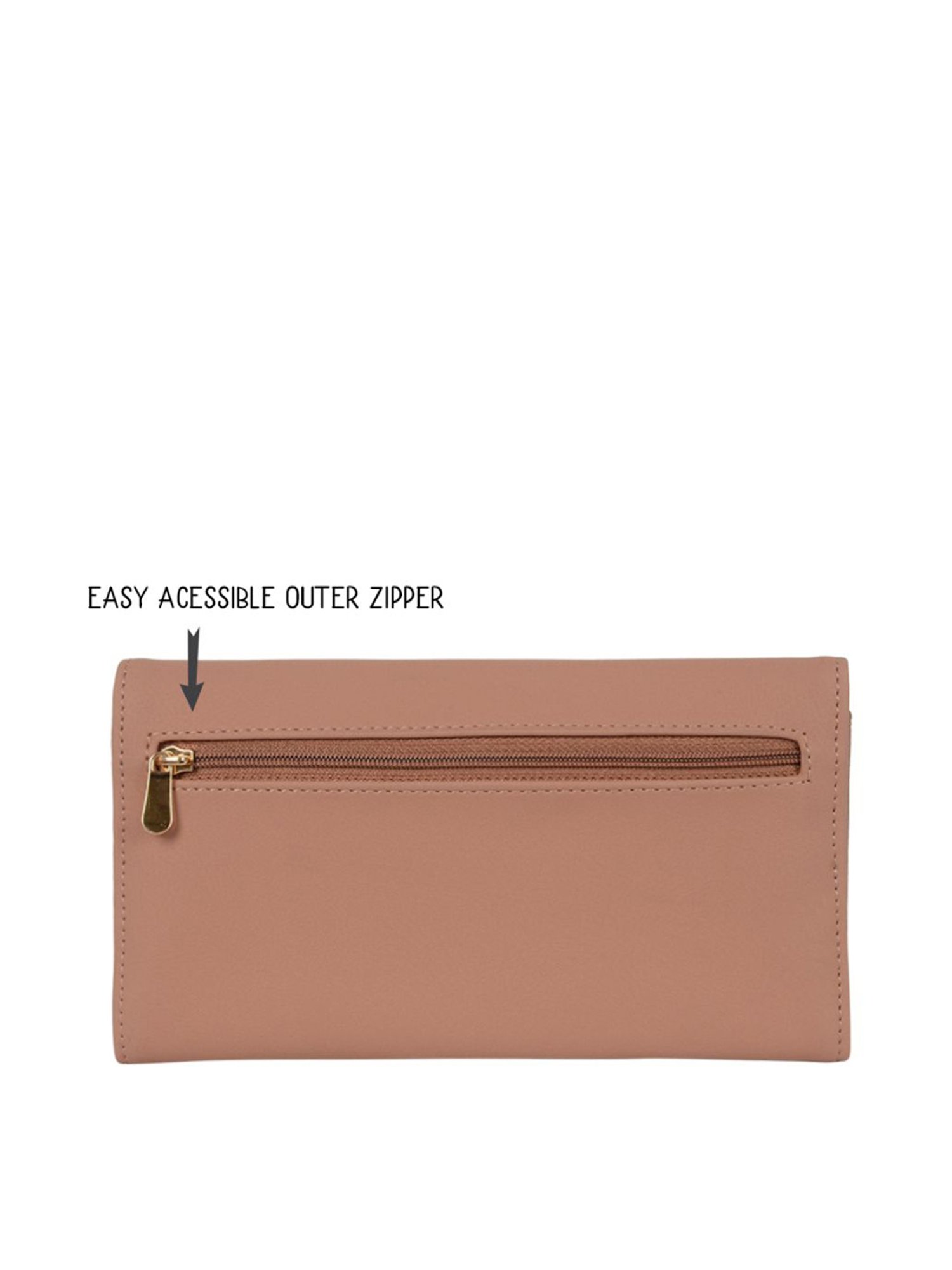 Baggit Pink Solid Tri-Fold Wallet for Women