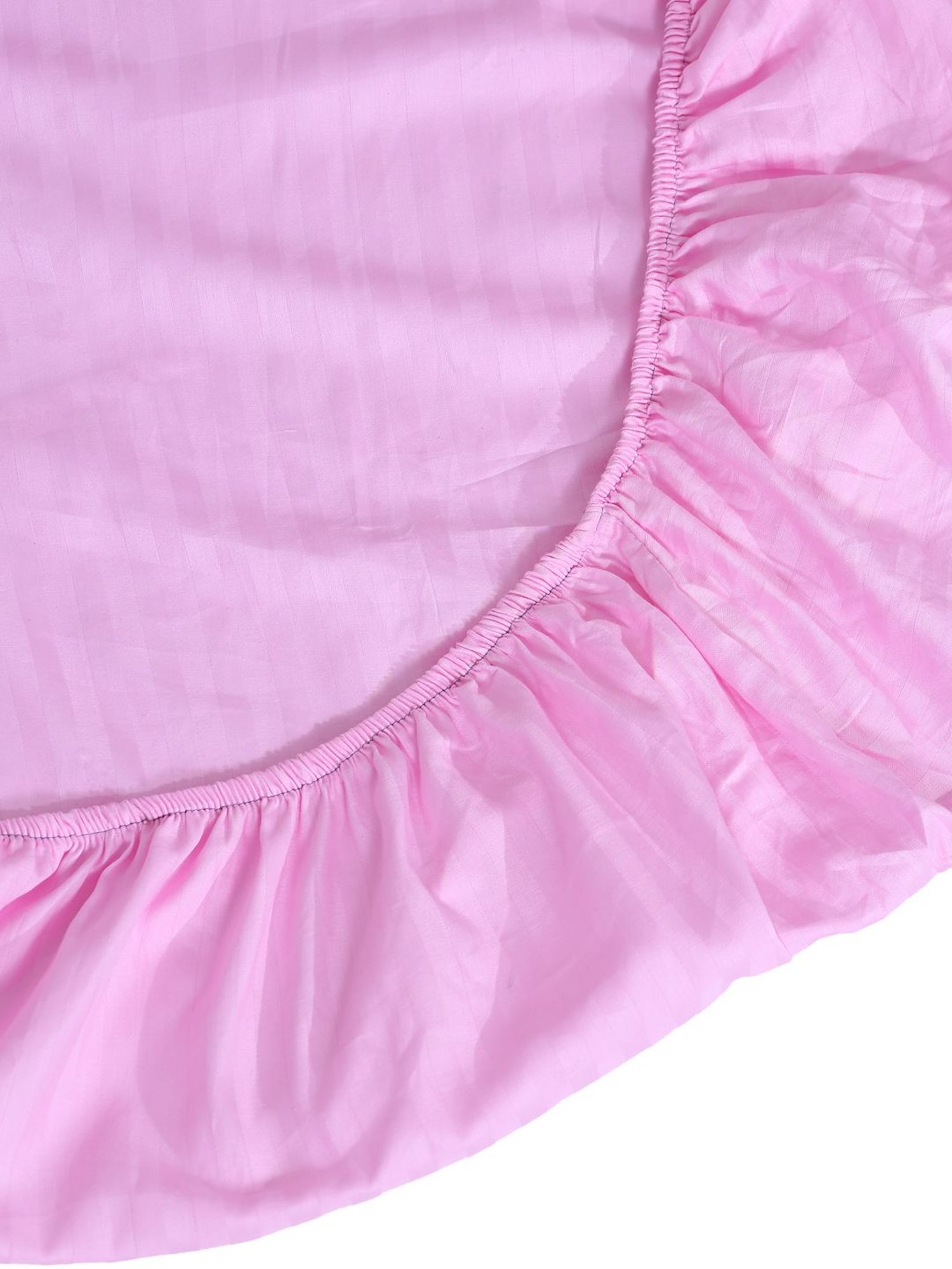 Hosta Homes Stripes Pink 280 TC Poly Satin Fitted King Bed Sheet with 2 Pillow Covers