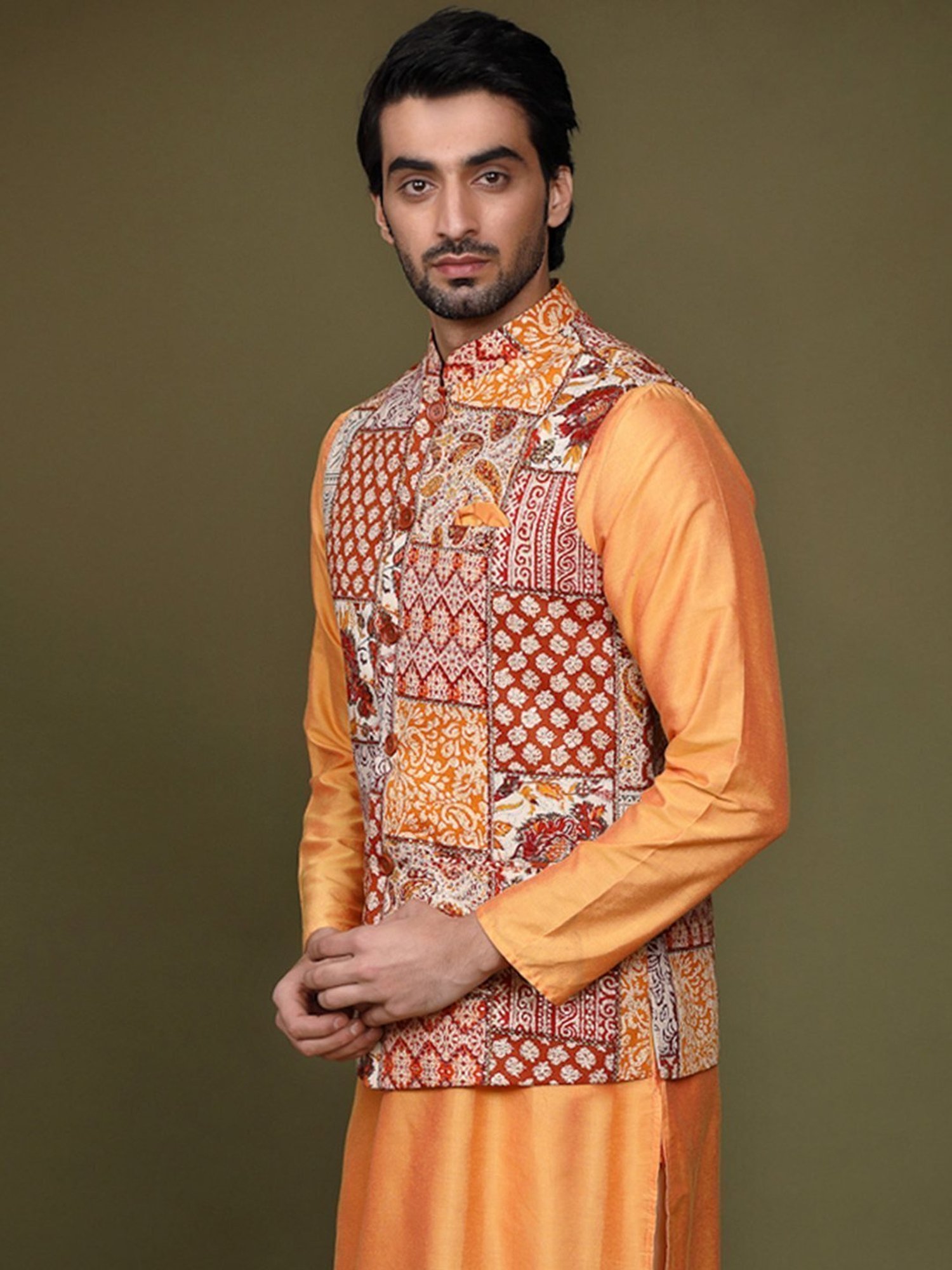 KISAH Multicolor Regular Fit Printed Nehru Jacket