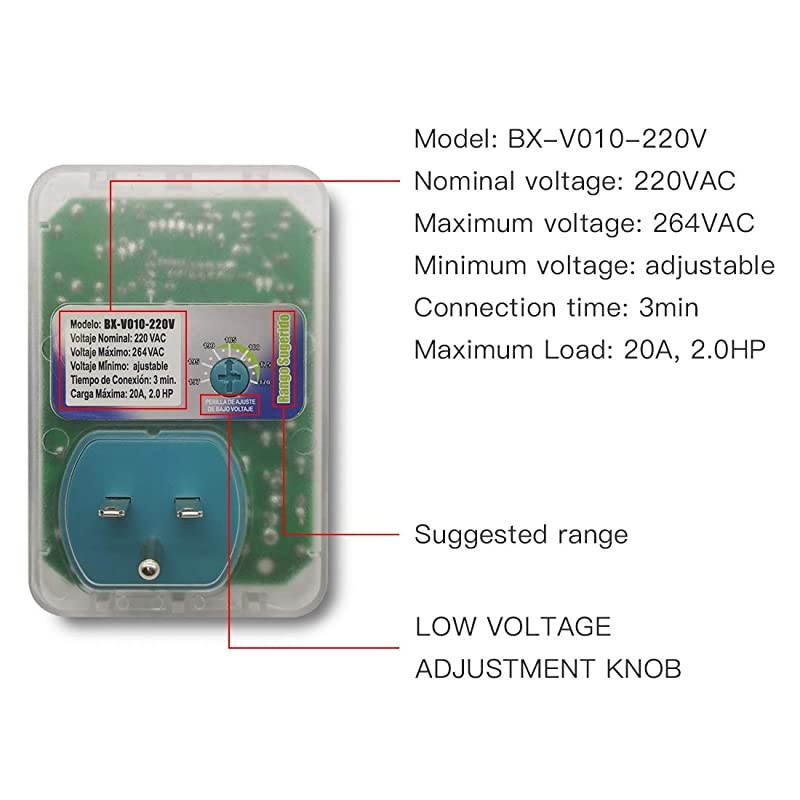 US/SPAIN Plug Home Appliance Surge Protector Voltage Brownout Outlet 220 V 4400 WATTS 1 Pack