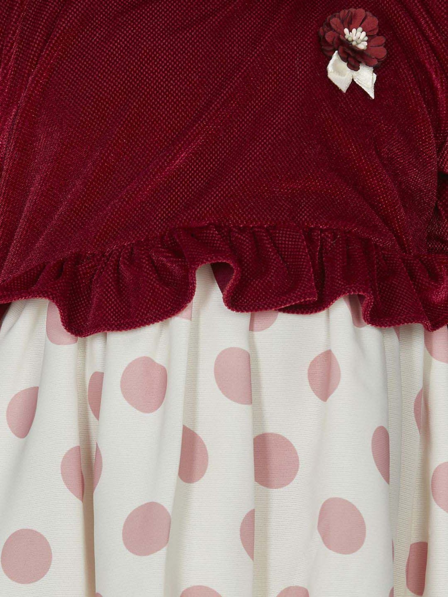 Peppermint Girls Maroon & White Printed Dress