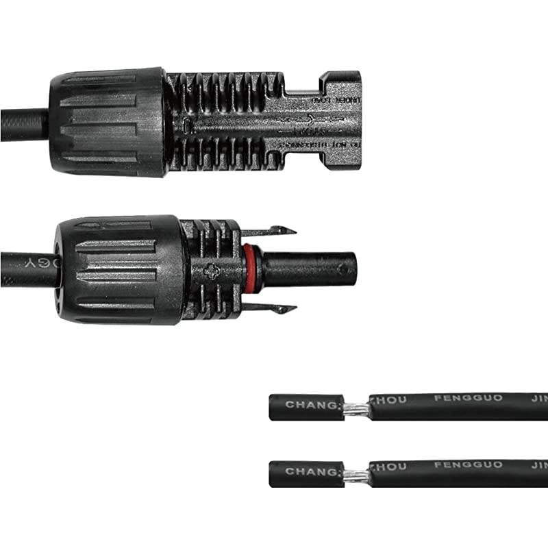 1 Pair of 9 Inch 12AWG Adaptor Kit Solar Cable Wire PV with Female Male Connectors Connect Solar Panel and Charge Controller