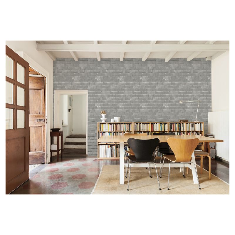 Devine Color Textured Brick Peel & Stick Wallpaper Gray