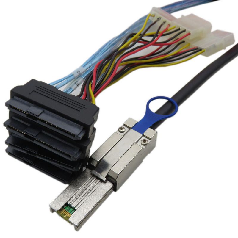 Weastlinks SAS SATA CABLE Mini SAS 4x Mini SAS26P SFF-8088 to 4 SFF-8482 SAS29P SAS Power Cabe