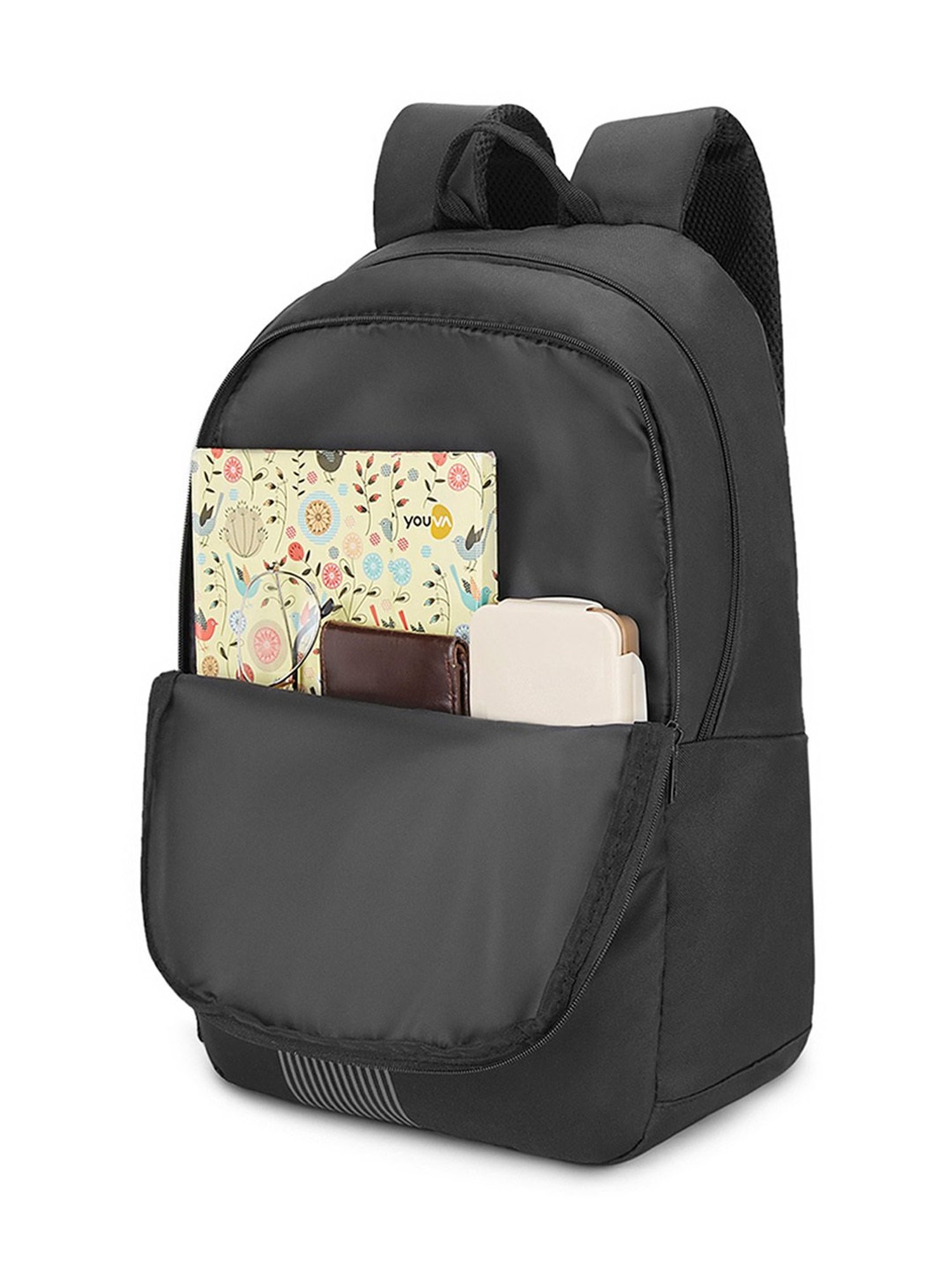 The Vertical Run Kenneth Black Textured Medium Backpack