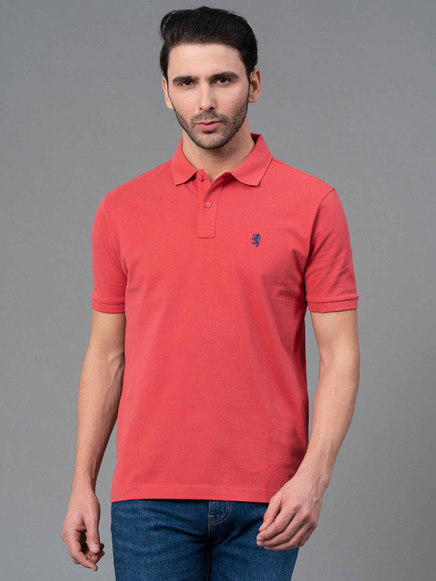 Red Tape Bright Pink Regular Fit Cotton Polo T-Shirt