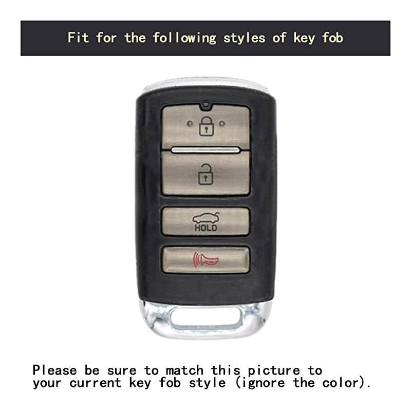 Smart Key Fob Case for KIA CADENZA K900 4 Button Keyless Entry Remote Personalized Protective Cover Plastic Carbon Fiber Pattern Red Silicone