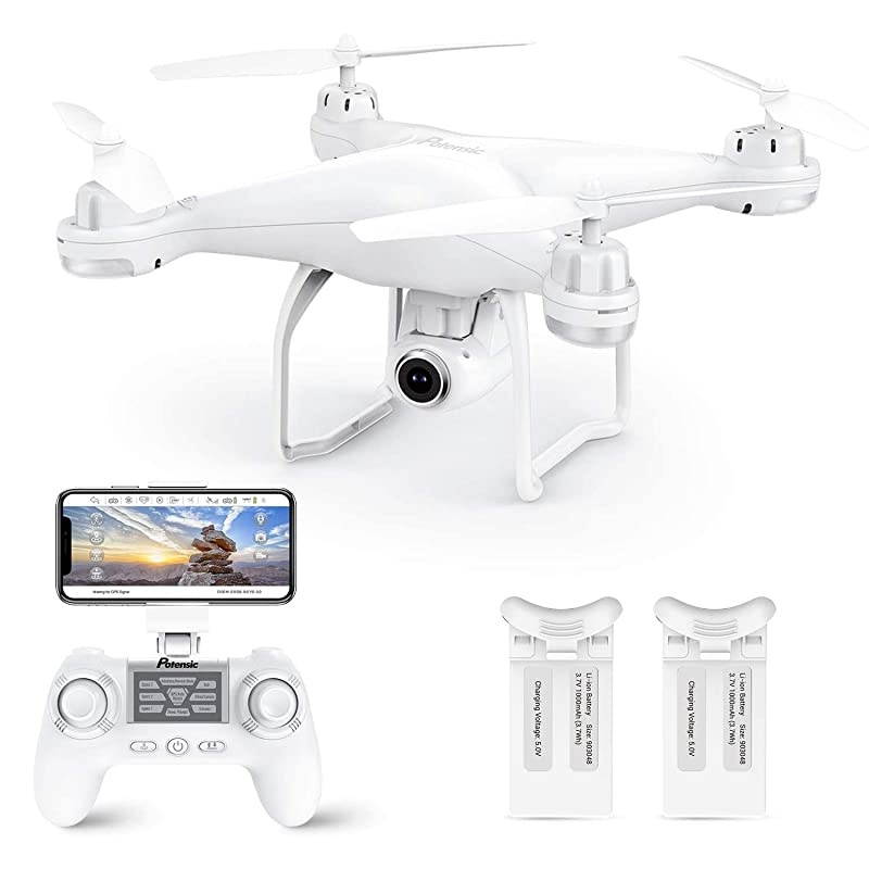 T25 GPS Drone, FPV RC Drone with Camera 1080P HD WiFi Live Video, Dual GPS Return Home, Quadcopter with Adjustable Wide-Angle Camera- Follow Me, Altitude Hold, Long Control Range, White