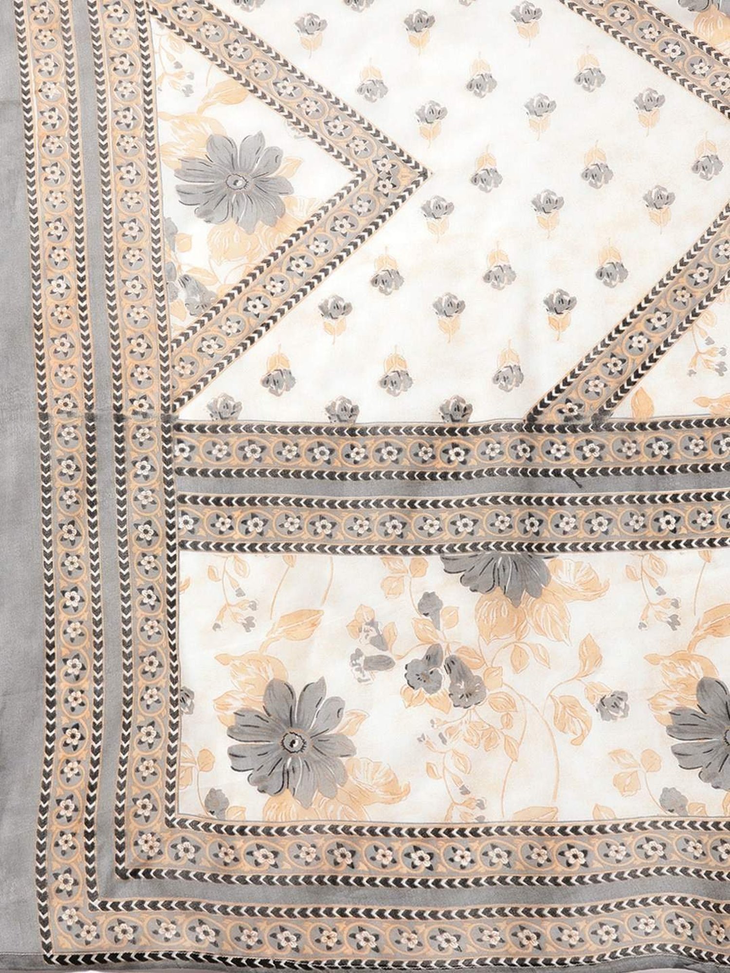 READIPRINT FASHIONS Beige Cotton Floral Print Kurta Pant Set With Dupatta