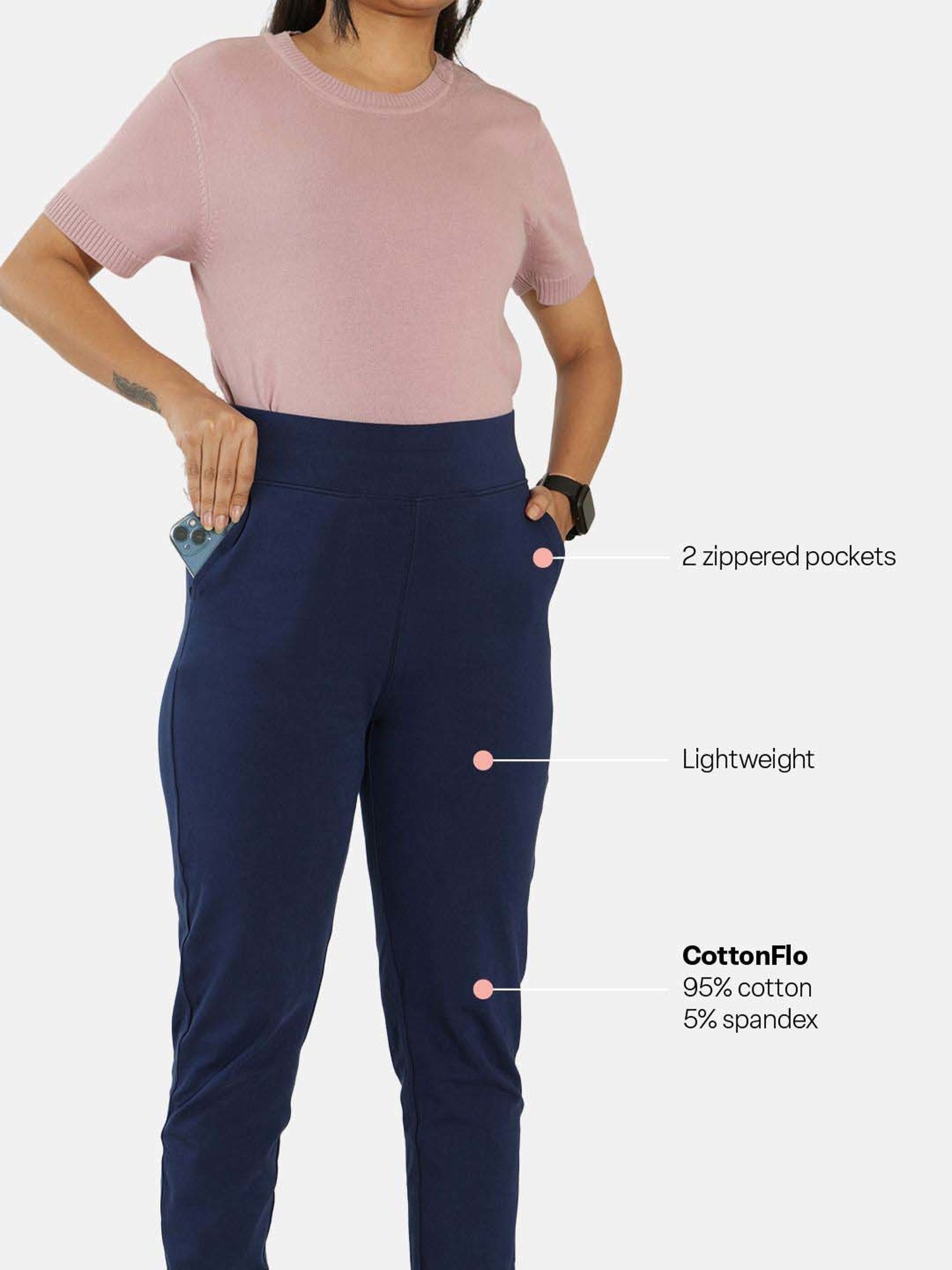 BlissClub Navy Cotton Pencil Pants