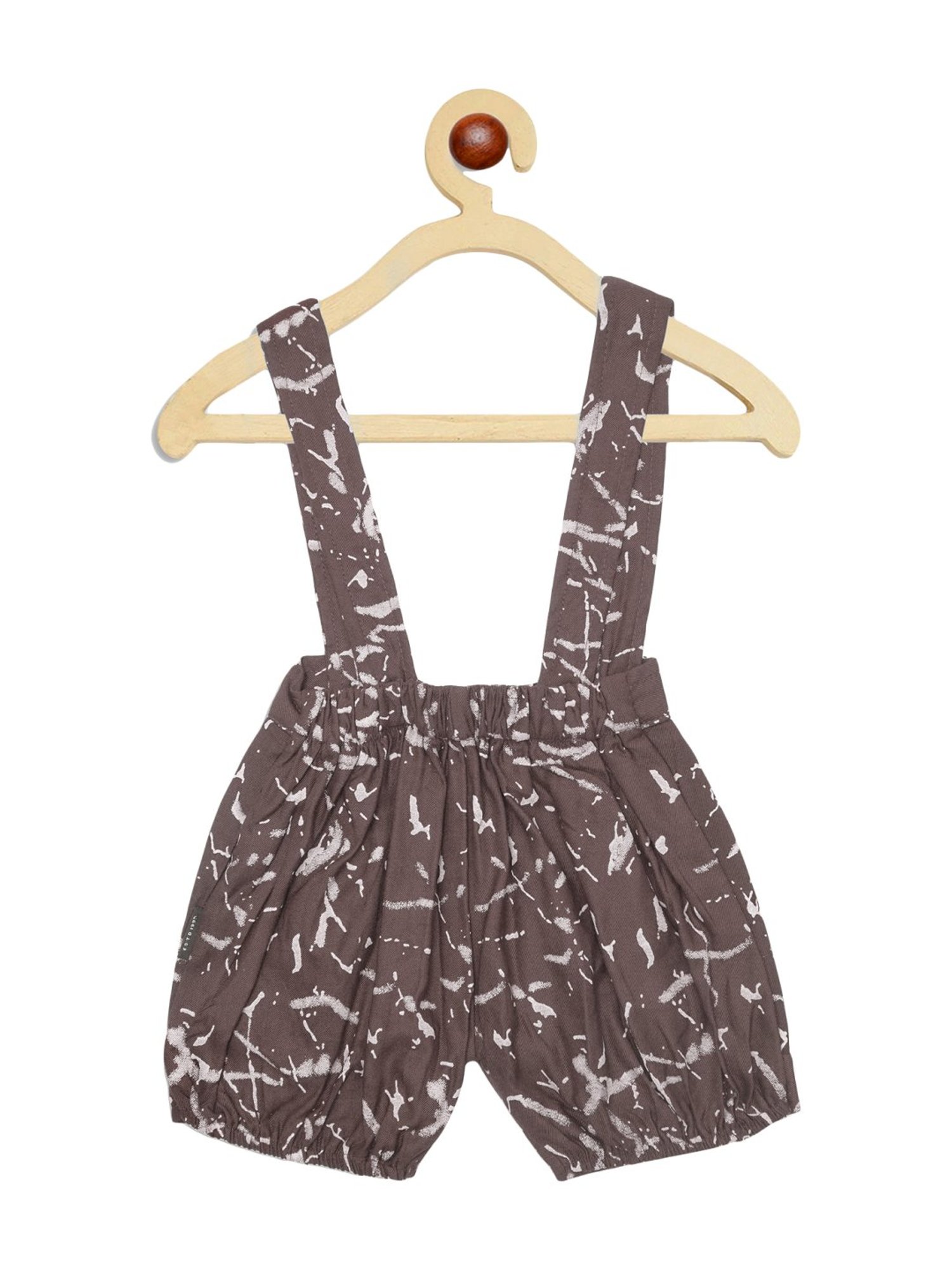 Li'l Tomatoes Kids Grey Cotton Printed Dungaree