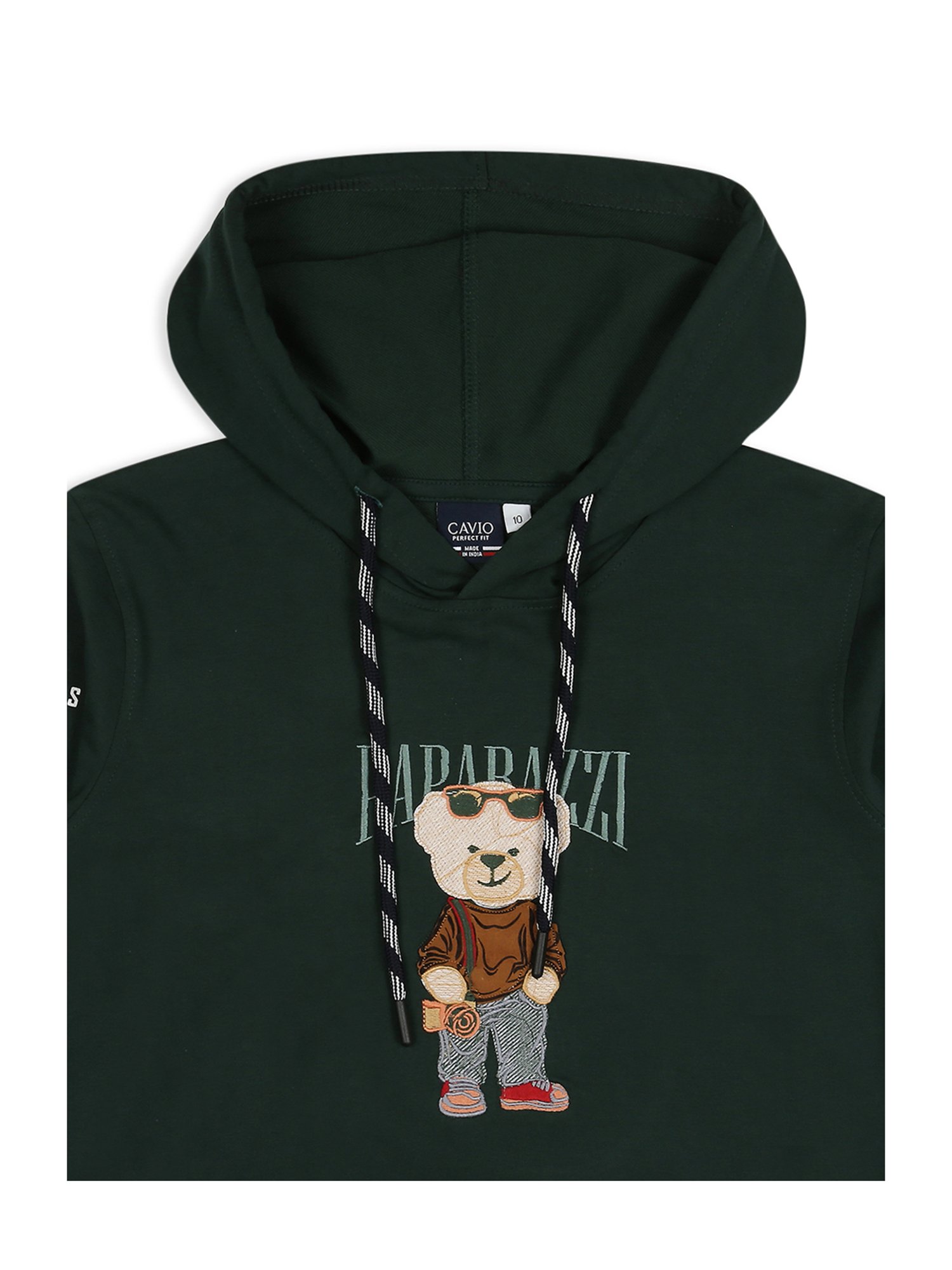 Cavio Boys Dark Green Applique Full Sleeves T-Shirt