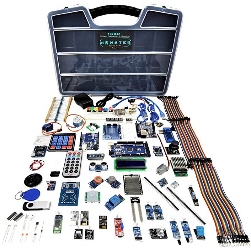 Monster Starter Kit for Arduino Uno Mega Nano, Complete Set with ESP32, 25 Sensor Modules, Bluetooth WiFi Ethernet Wireless for Electronics STEM Robotics Projects