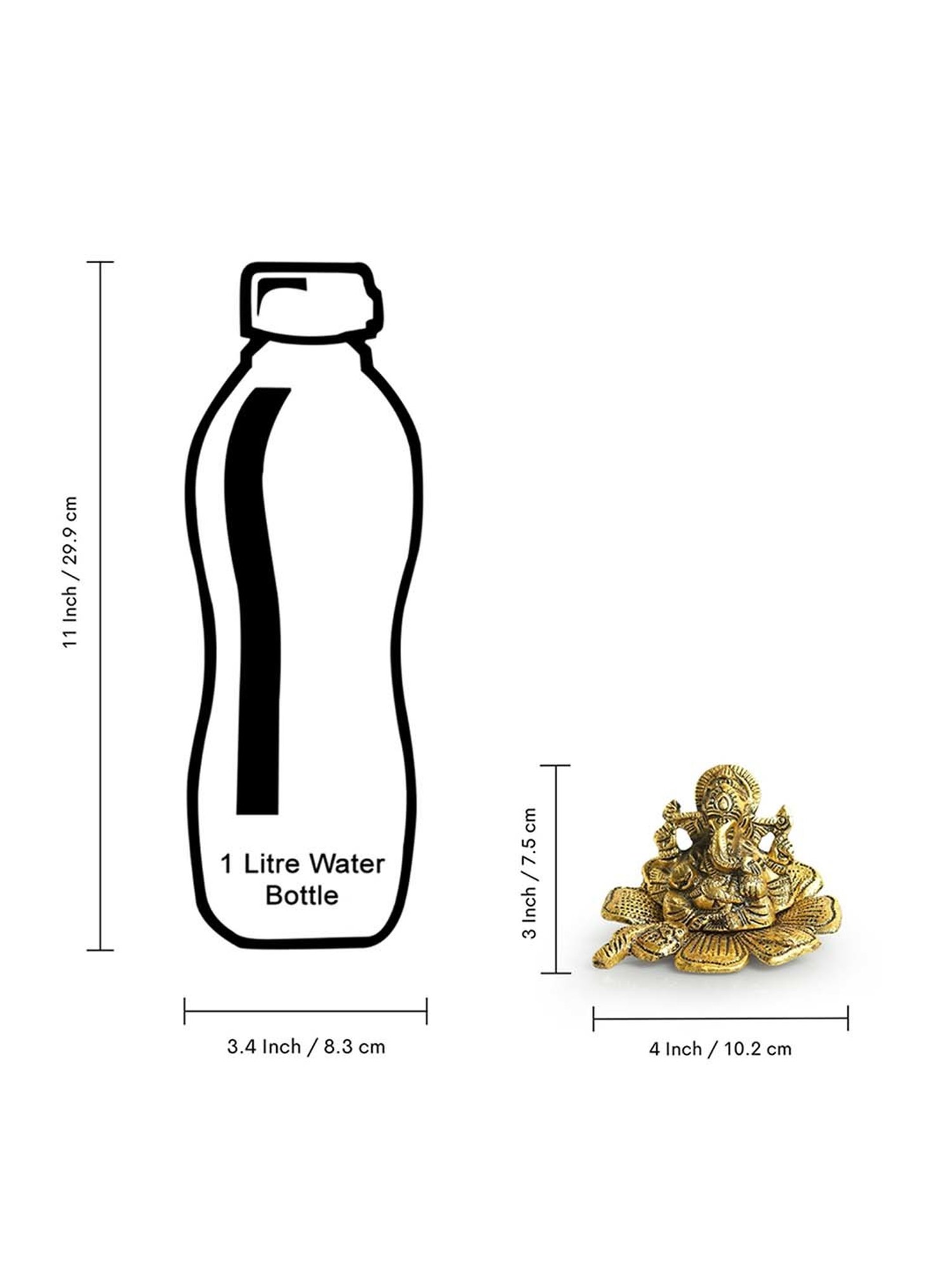 ExclusiveLane Golden Aluminium Ganesha On Flower Decorative Idol