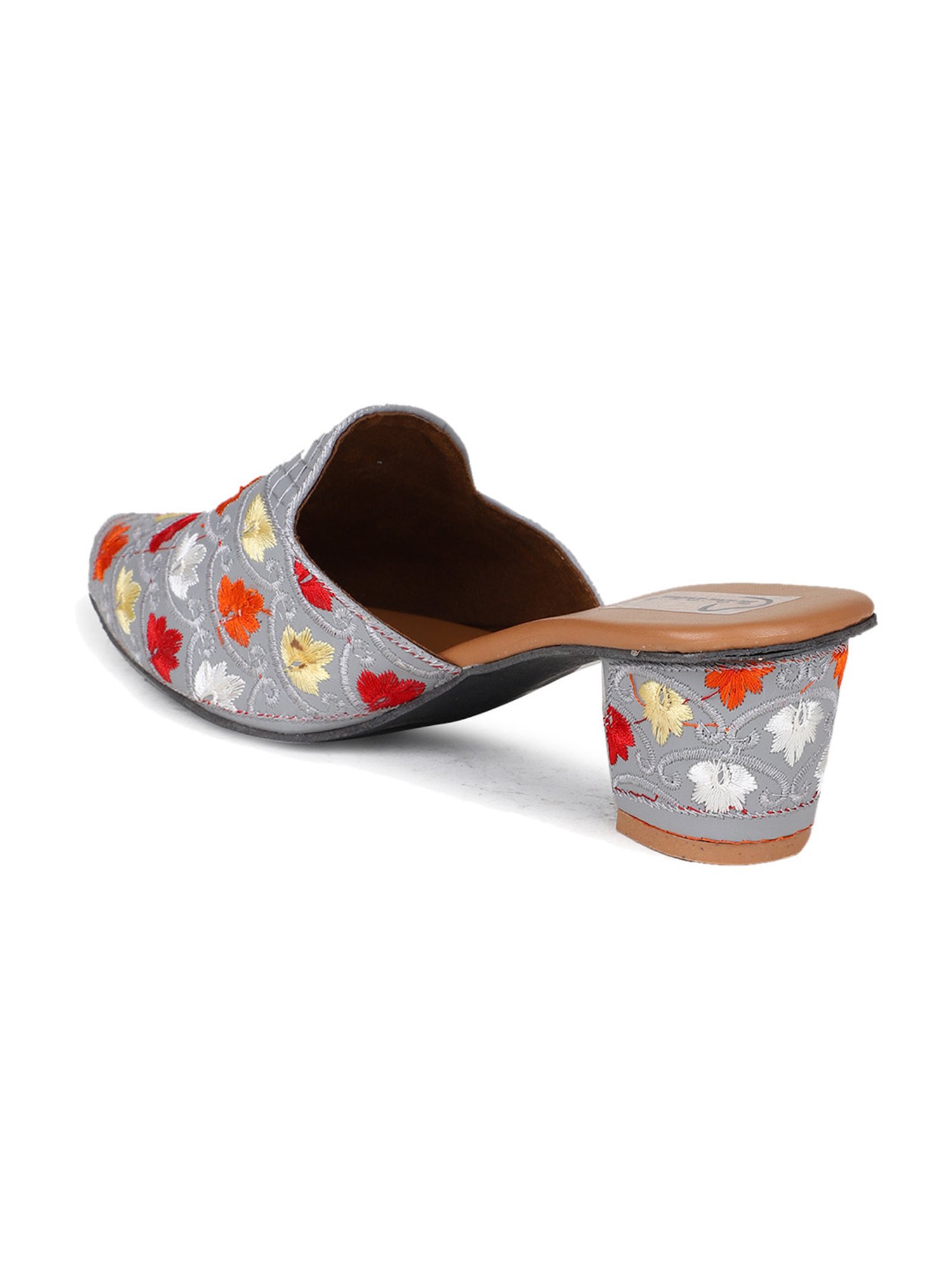 The Desi Dulhan Women's Grey Mule Shoes