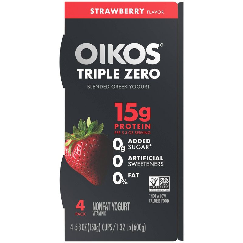 Dannon Oikos Triple Zero Greek Strawberry Yogurt - 21.2oz/4ct