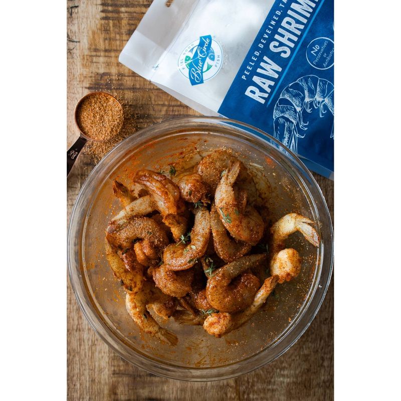 Blue Circle Peeled, Deveined, Tail-On Raw Shrimp - 26/30ct per pound - Frozen - 16oz