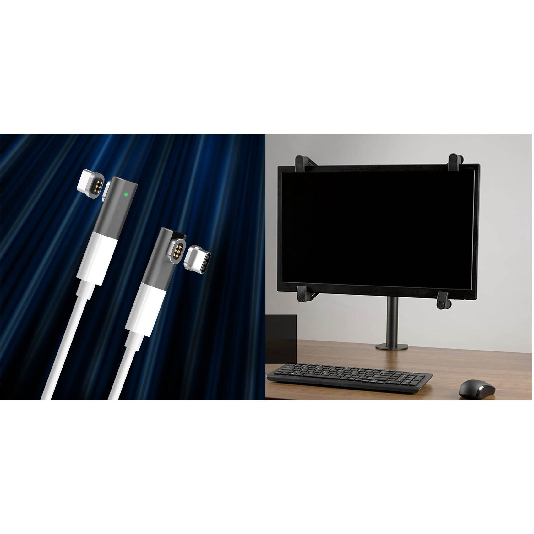 1 Pcs Side Plug Pd100W Fast Charge Computer Adapter & 1 Set VESA Mount Kit for 19 To 27 Inch LED LCD Monitor Screen