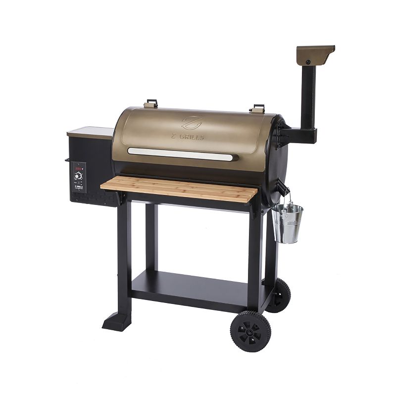 Z GRILLS ZPG-5502G 8 in 1 Wood Pellet Grill Smoker for Outdoor BBQ Cooking with Digital Temperature Control, Bronze, 552 Sq In