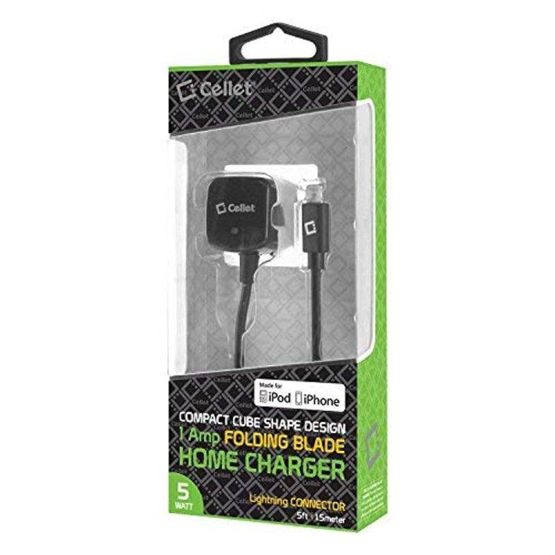 Cellet Folding Blade AC Wall Home and Travel Charger Compatible with iPhone 11 Pro Max Xs Max XR X 8 Plus 7 Plus 6S Plus 6 Plus iPad Pro Air Mini (Apple MFI Certified) Lightning Cable