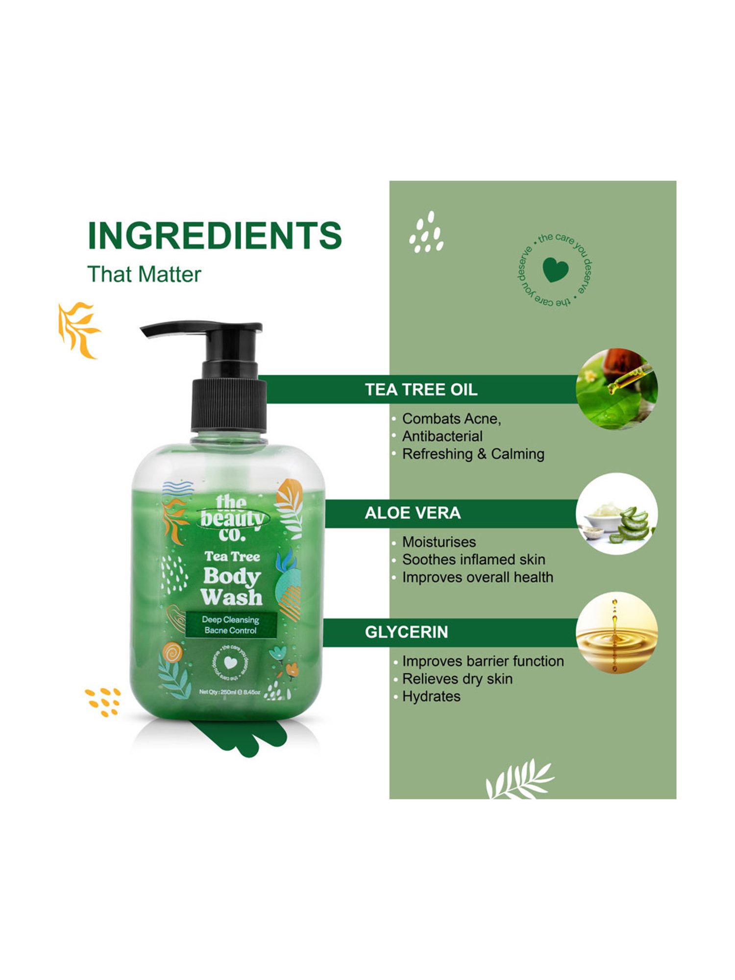 The Beauty Co. Tea Tree Body Wash with Aloever & Glycerin - 250 ml