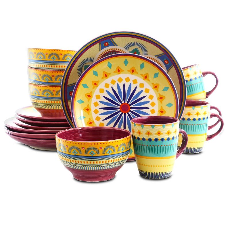 16pc Stoneware Summer Terrace Dinnerware Set - Elama