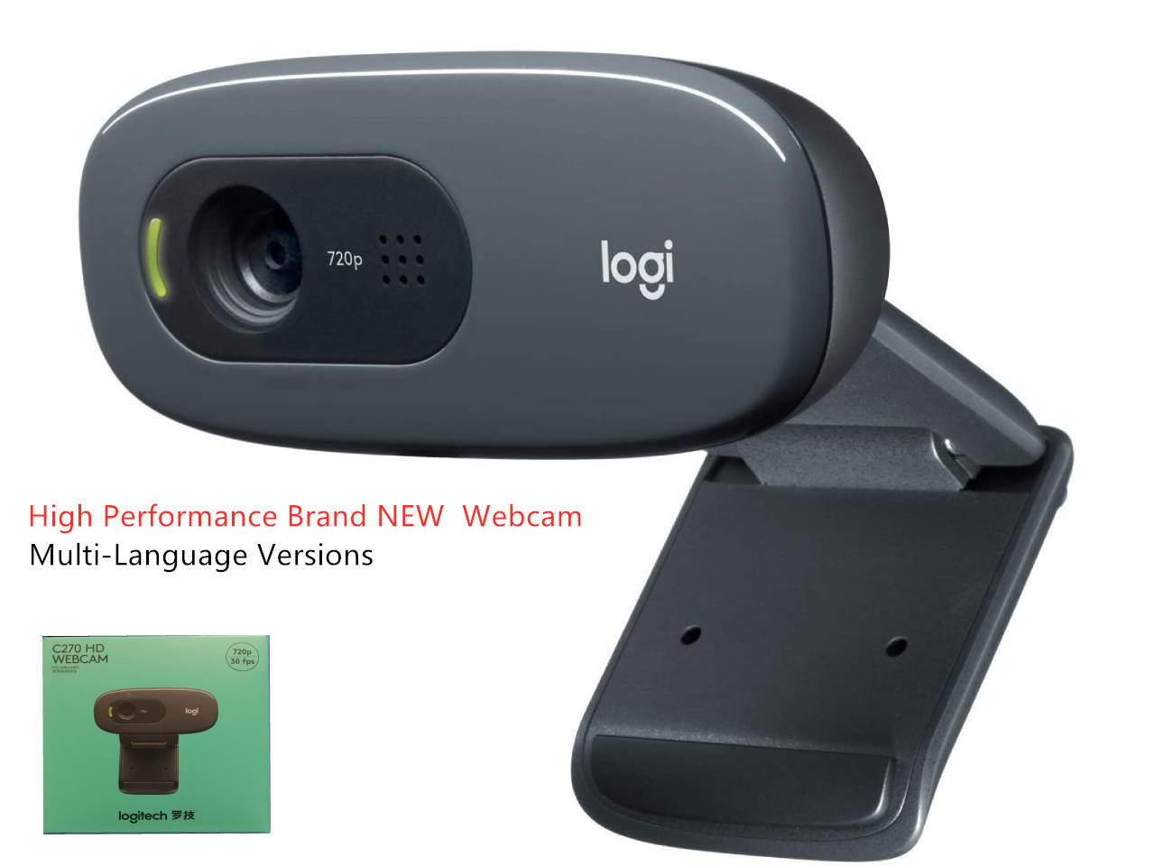 High Performance Webcam, NEW Logitech C270 Widescreen HD Webcam and 3 MP designed for HD 720p Video Calling and Recording,Up to 1280 x 720 pixels,Crisp 3 MP photos,Automatic light correction