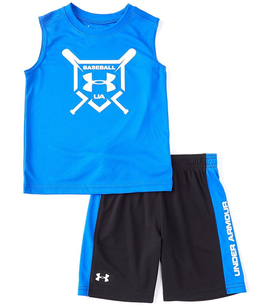 Under Armour Toddler Boys 2T-4T Baseball Diamond Tank & Racing-Stripe Shorts Set