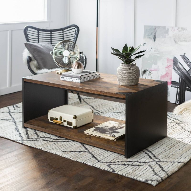 48" Steel Plate and Wood Coffee Table - Saracina Home