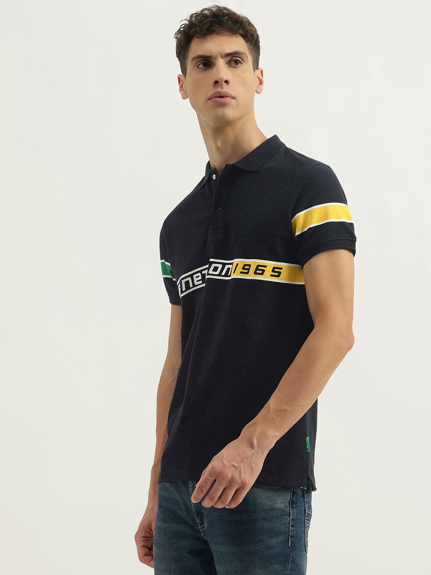 United Colors Of Benetton Blue Pure Cotton Regular Typography T-Shirt