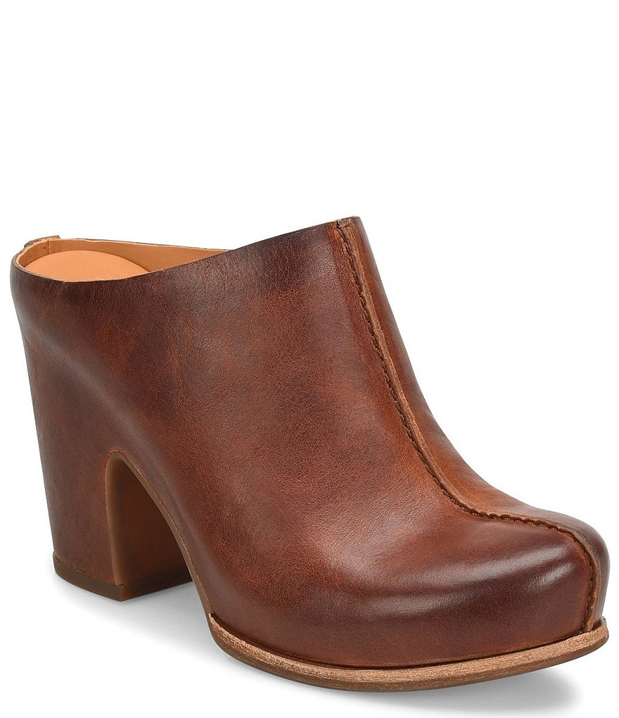 Kork-Ease Sagano Leather Block Heel Mules