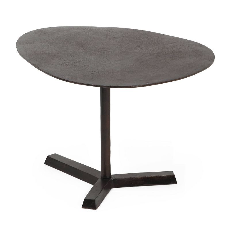 Sonnette Industrial Handcrafted Aluminum Elliptical Side Table Raw Bronze - Christopher Knight Home