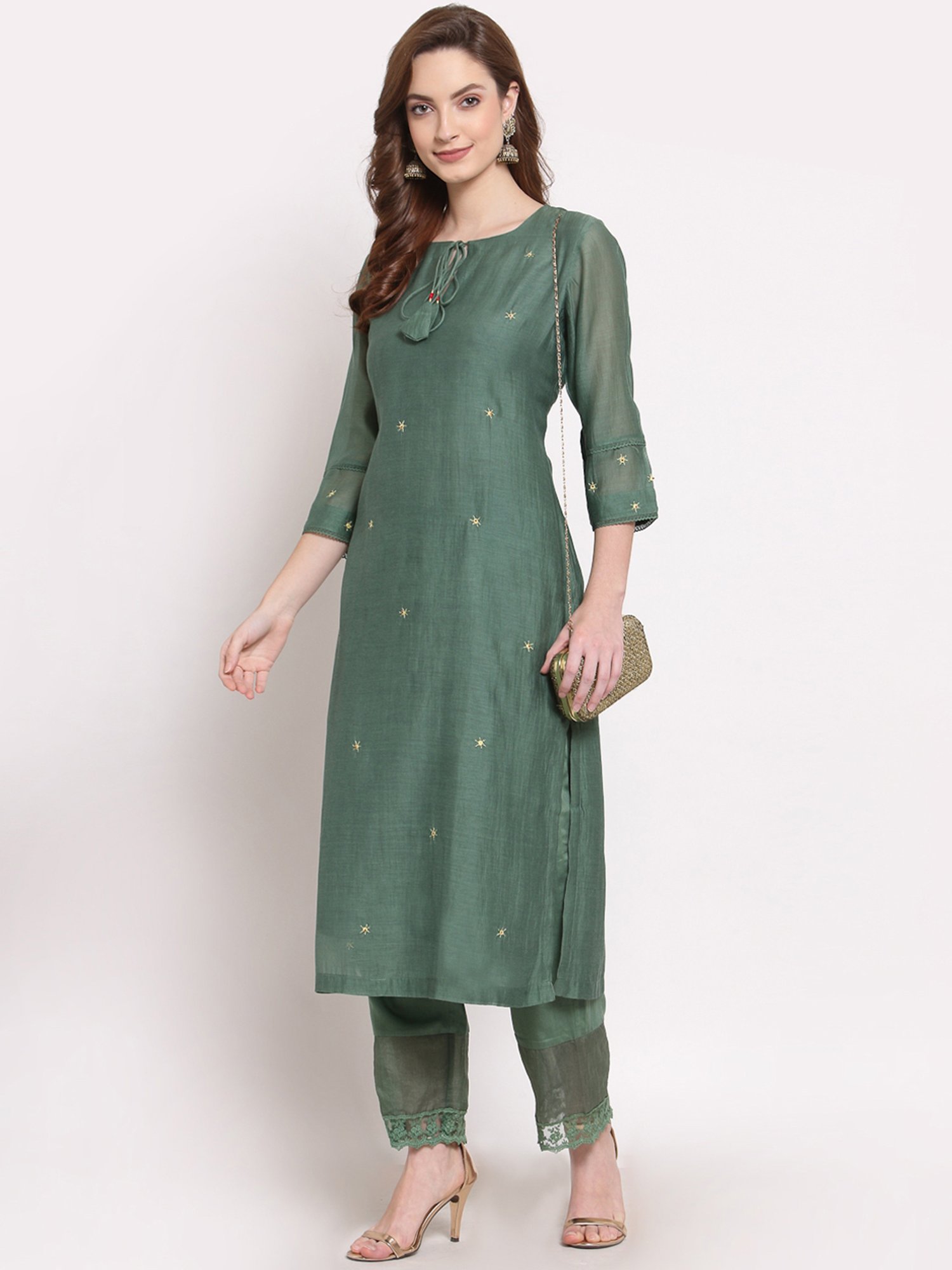 DART STUDIO Green Relaxed Fit Palazzos