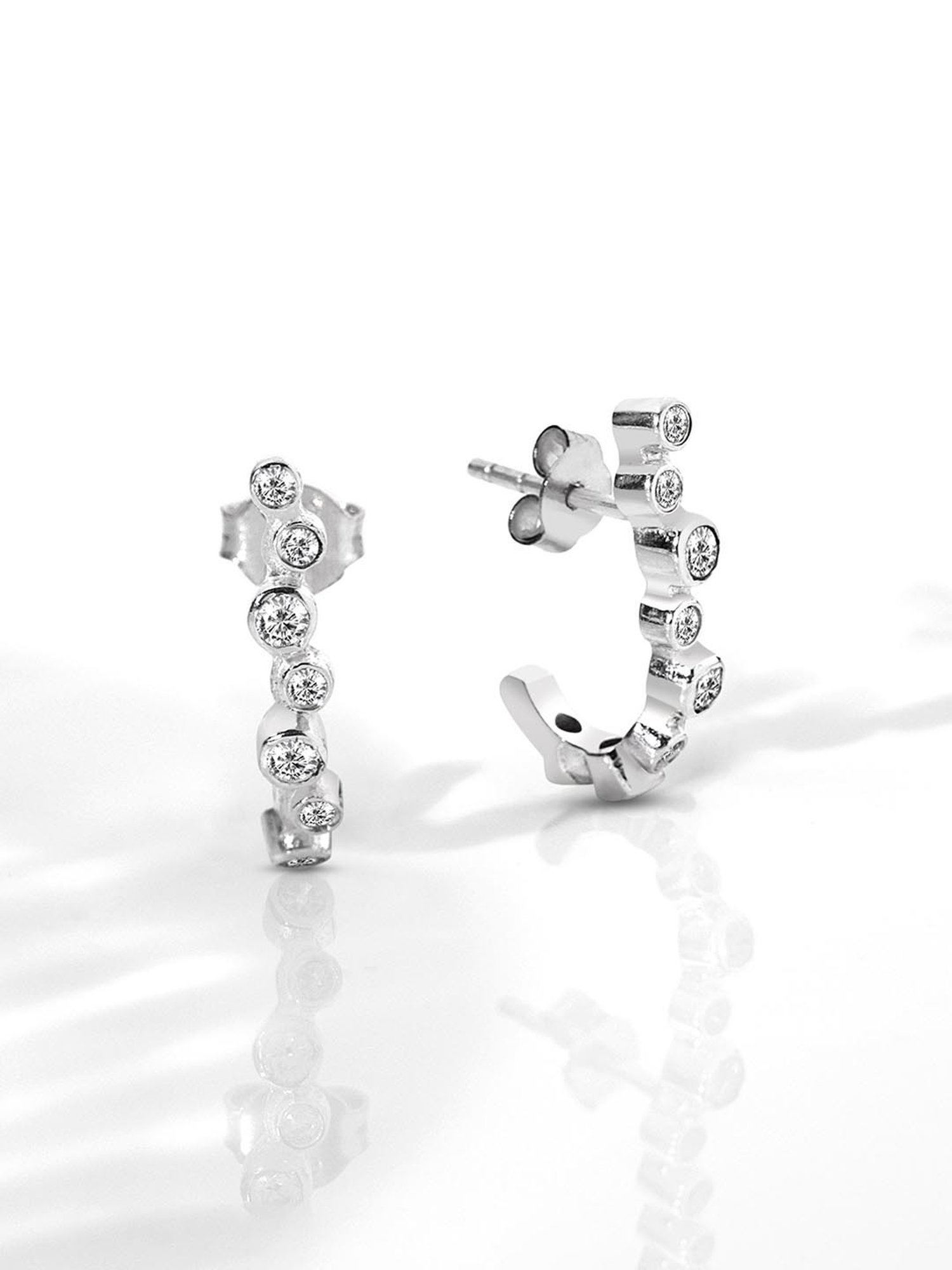 March by FableStreet Silver Dainty J Back Hoop Earrings for Women